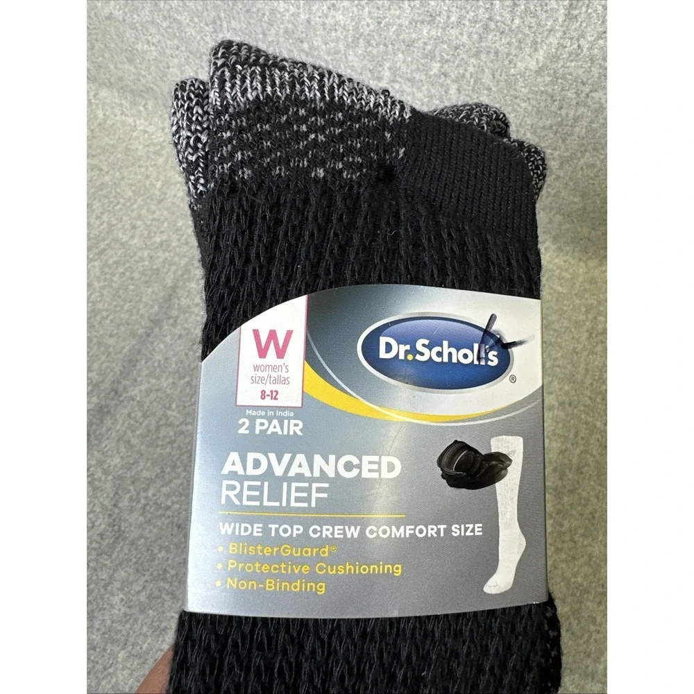 Dr. Scholl's Women's Advanced Relief Wide Top Crew Comfort 2 Pair Size 8-12